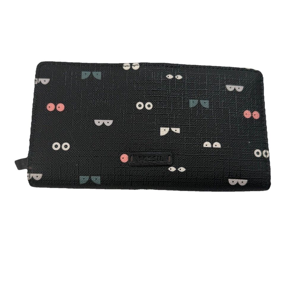Fossil Women's Ladies Bi-fold Wallet Emma Eyes RFID blocking faux leather